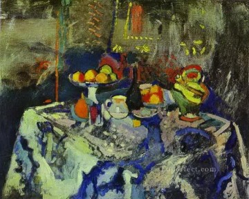 Impressionist Still Life Painting - Still Life with Vase Bottle and Fruit Henri Matisse impressionistic